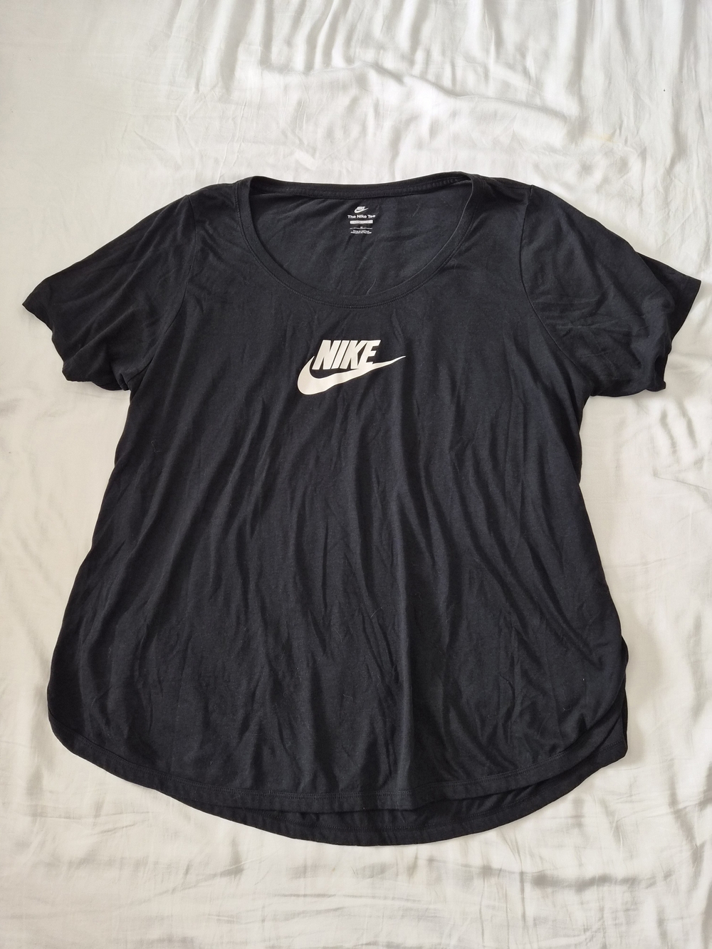 Nike Black Scoop-Neck Short Sleeve Tee with White Swoosh
